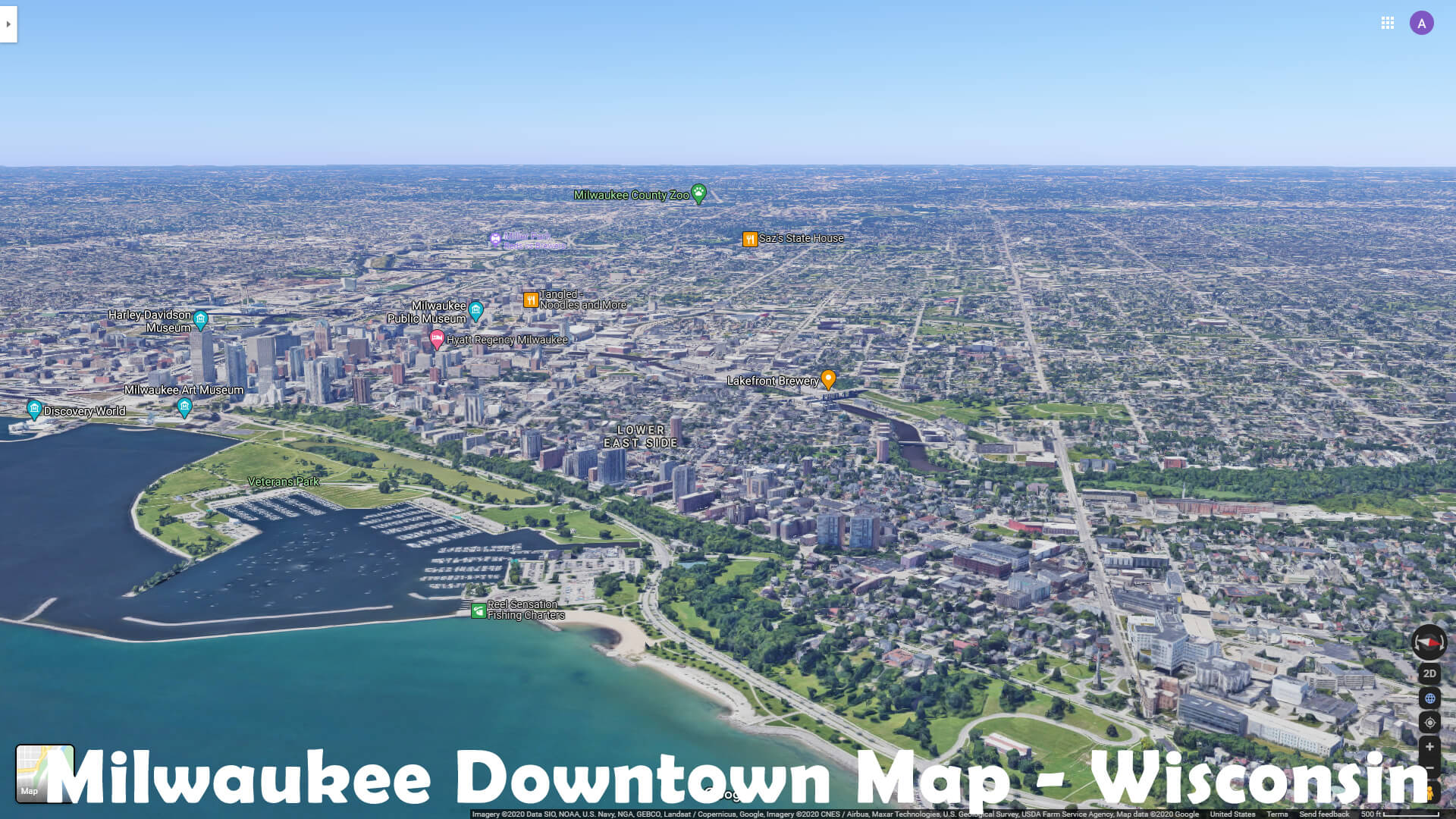 Milwaukee Downtown Map   Wisconsin